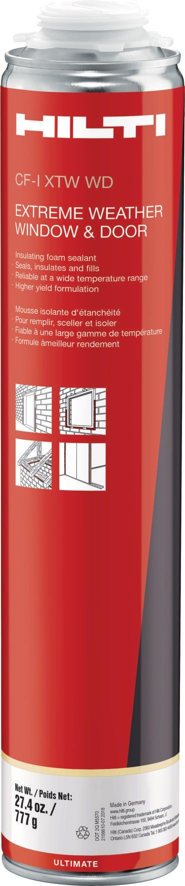 A can of Hilti CF-I XTW extreme-weather foam