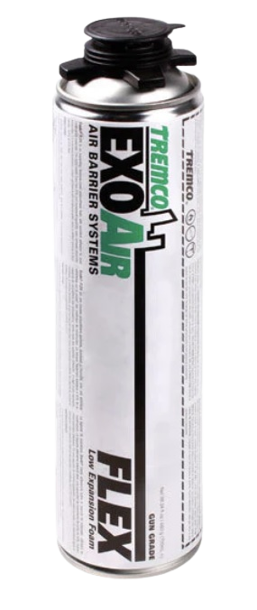 A can of Tremco ExoAir Flex polyurethane foam