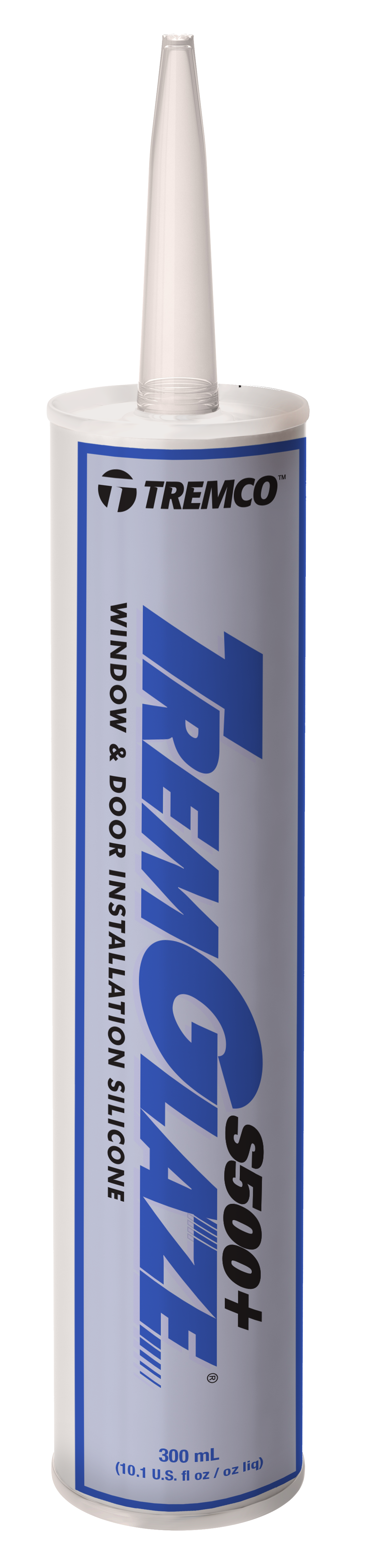 A cartridge of Tremco TremGlaze S500+ silicone sealant